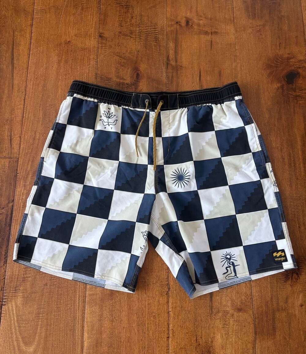 Billabong x Wrangler Checkerboard Print Swim Board Shorts Mens XL